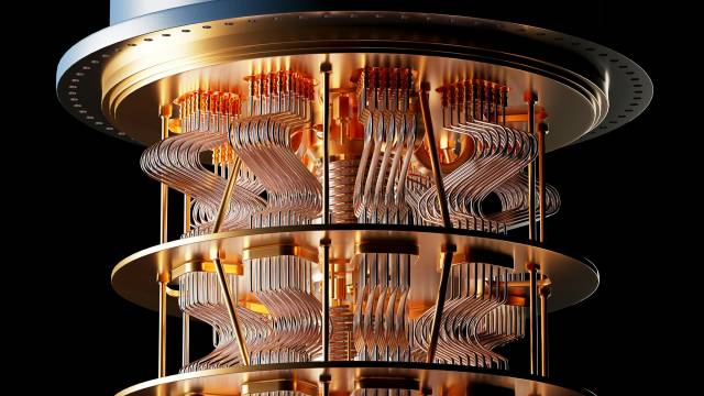 Close-up of intricate metal computer